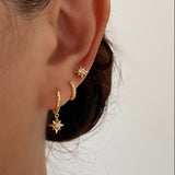 Gold Star Dainty Dangle Earrings