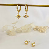 Gold Star Dainty Dangle Earrings