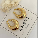Chunky Gold Oval Hoop Earrings Pointy