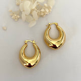 Chunky Gold Oval Hoop Earrings Pointy
