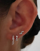 Flower Crown 925 Sterling Silver Huggie Hoop Earrings SILVER