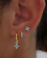 4 Clover Blue Dangle Earrings GOLD