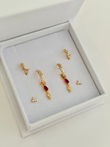 Pink Teardrop Dangle Earrings GOLD A + B + C with a Gift Box