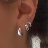 Silver Hoop and Huggie Stack Set