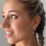 Gold Chain CZ Drop Ear Stack