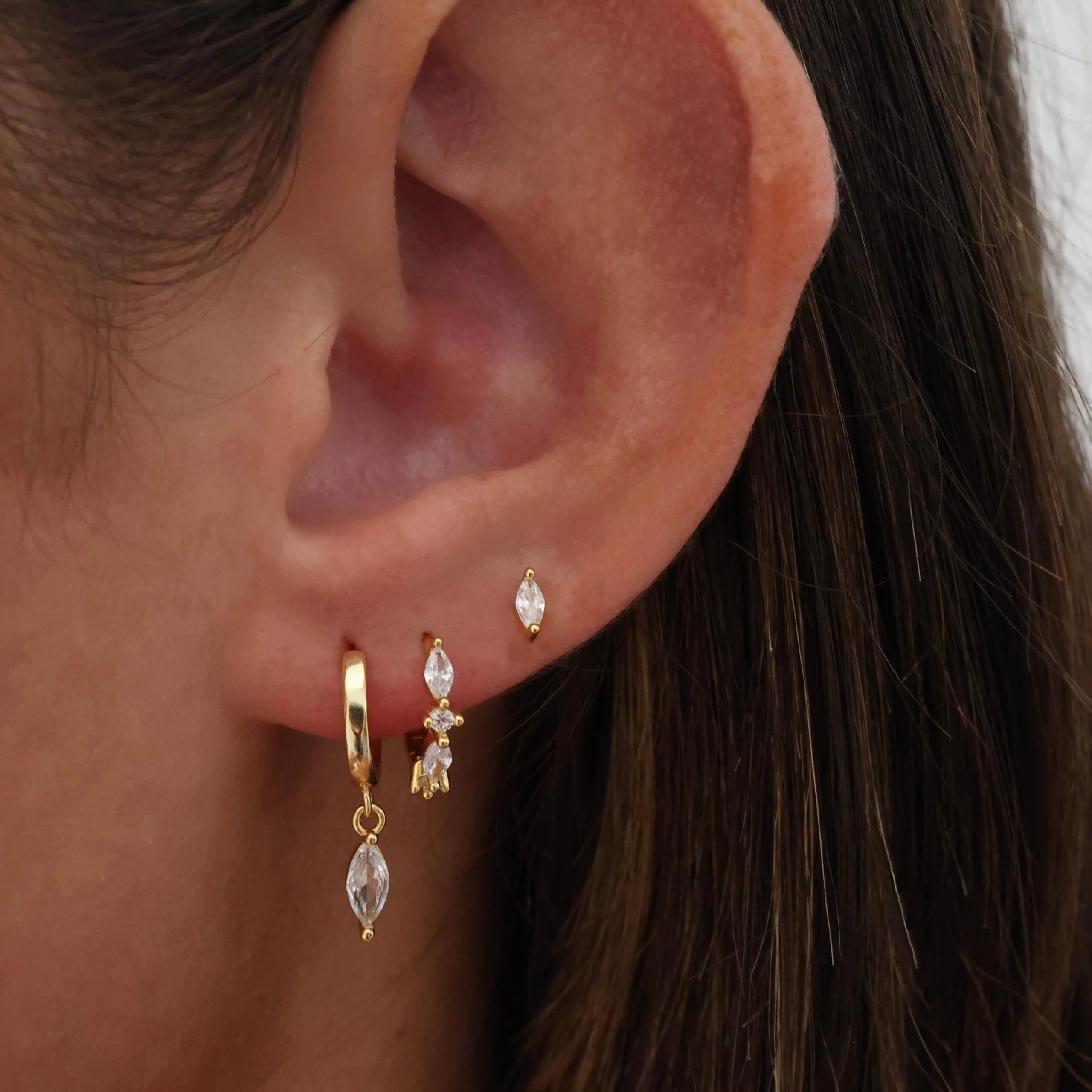 Grace Dangle GOLD Earring Set Sterling Silver