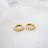 Dainty Opal Hoop Earrings GOLD A. Opal Hoops