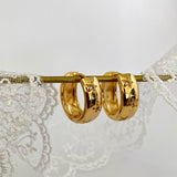 Wide Band Star Gold Hoop Earrings