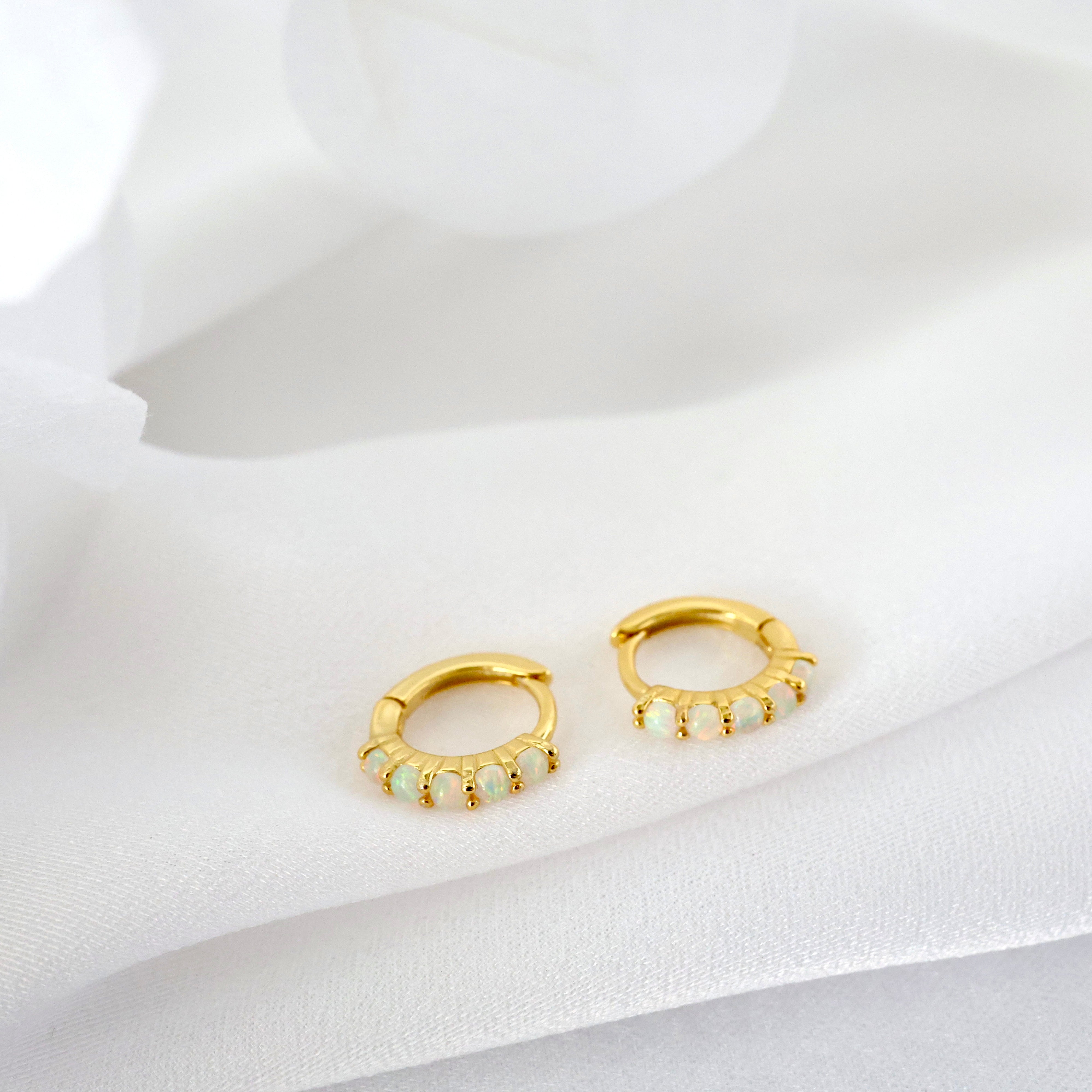 Opal Opal Opal Earrings GOLD B. Opal Pave Hoops