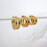 Jane Basic Sterling Silver GOLD Hoops 8mm 10mm 12mm 3 Pairs (8mm + 10mm + 12mm)