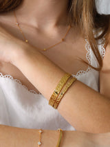 Eldora Hammered Gold Bangle Stainless Steel