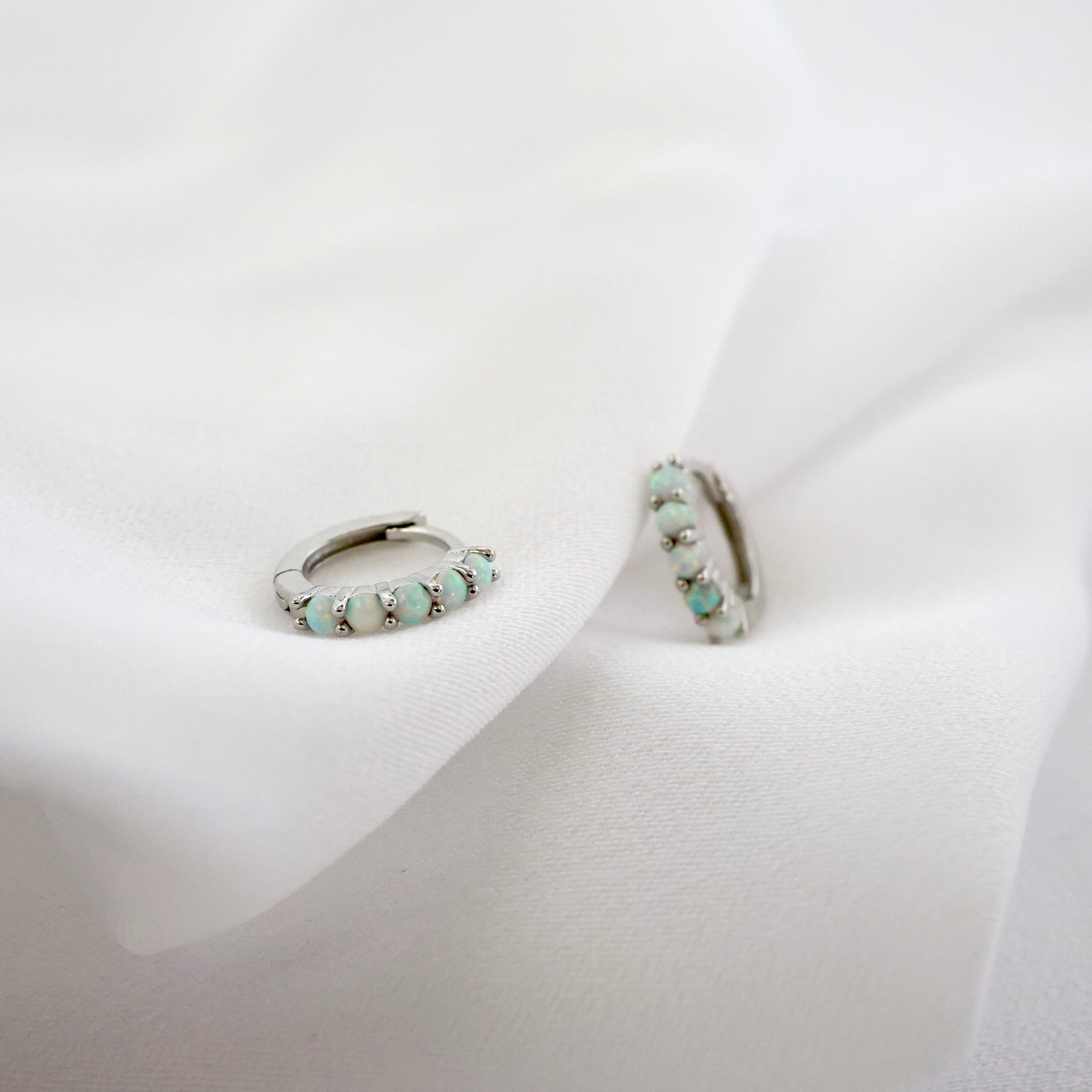 Suzy Opal Pave Huggie Hoop SILVER