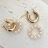 Chunky Gold Hoop with Pearl hoop