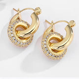 Double Ring Gold Hoop Earrings 14k Hypoallergenic