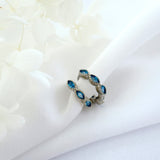 Blue Marquise SILVER Hoop Earrings Blue