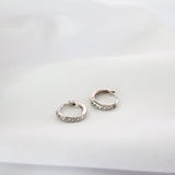 White Opal Silver Huggie Hoop Earrings B. Cubic Huggie