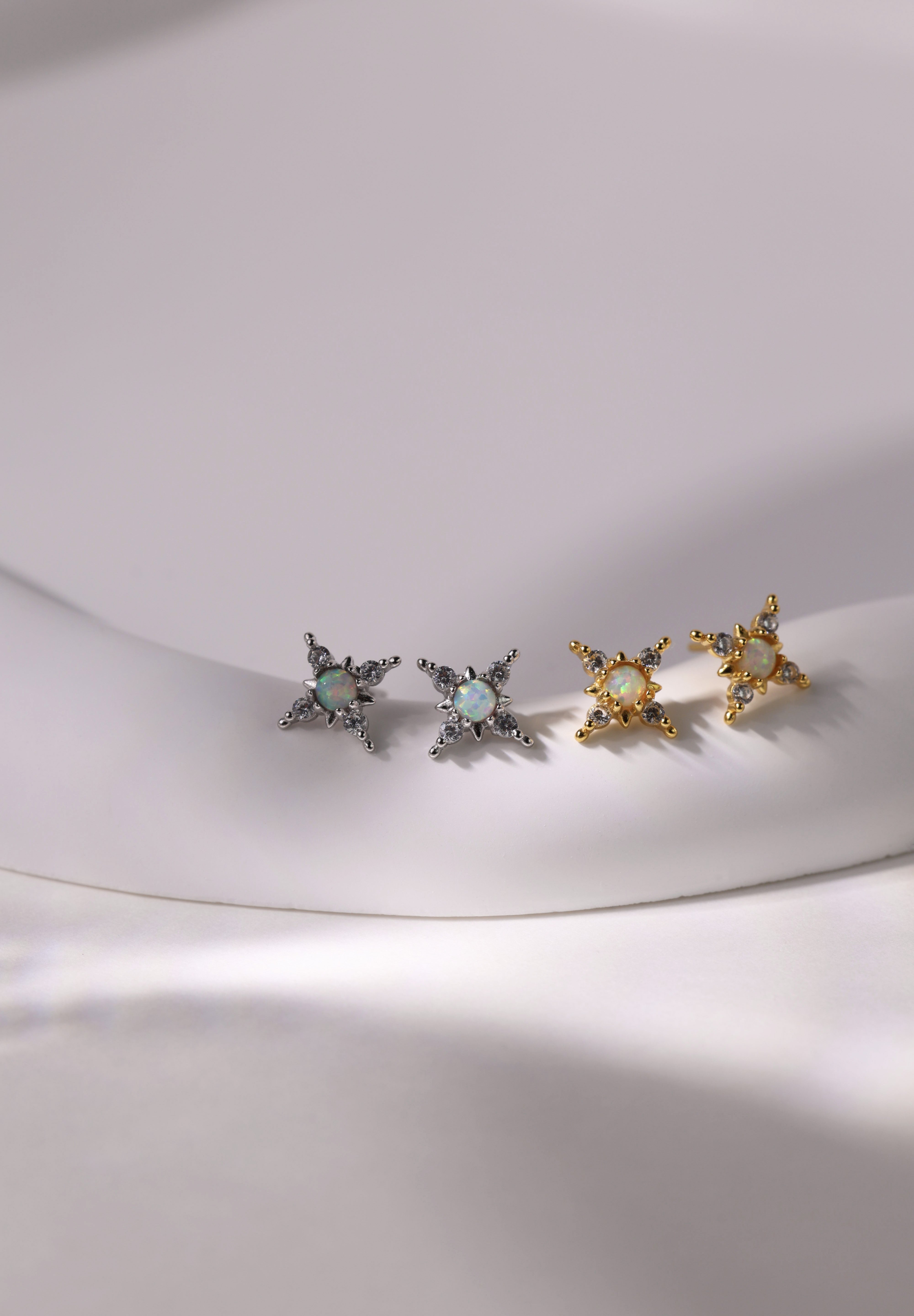 Elena Opal Starburst Stud Earrings SILVER