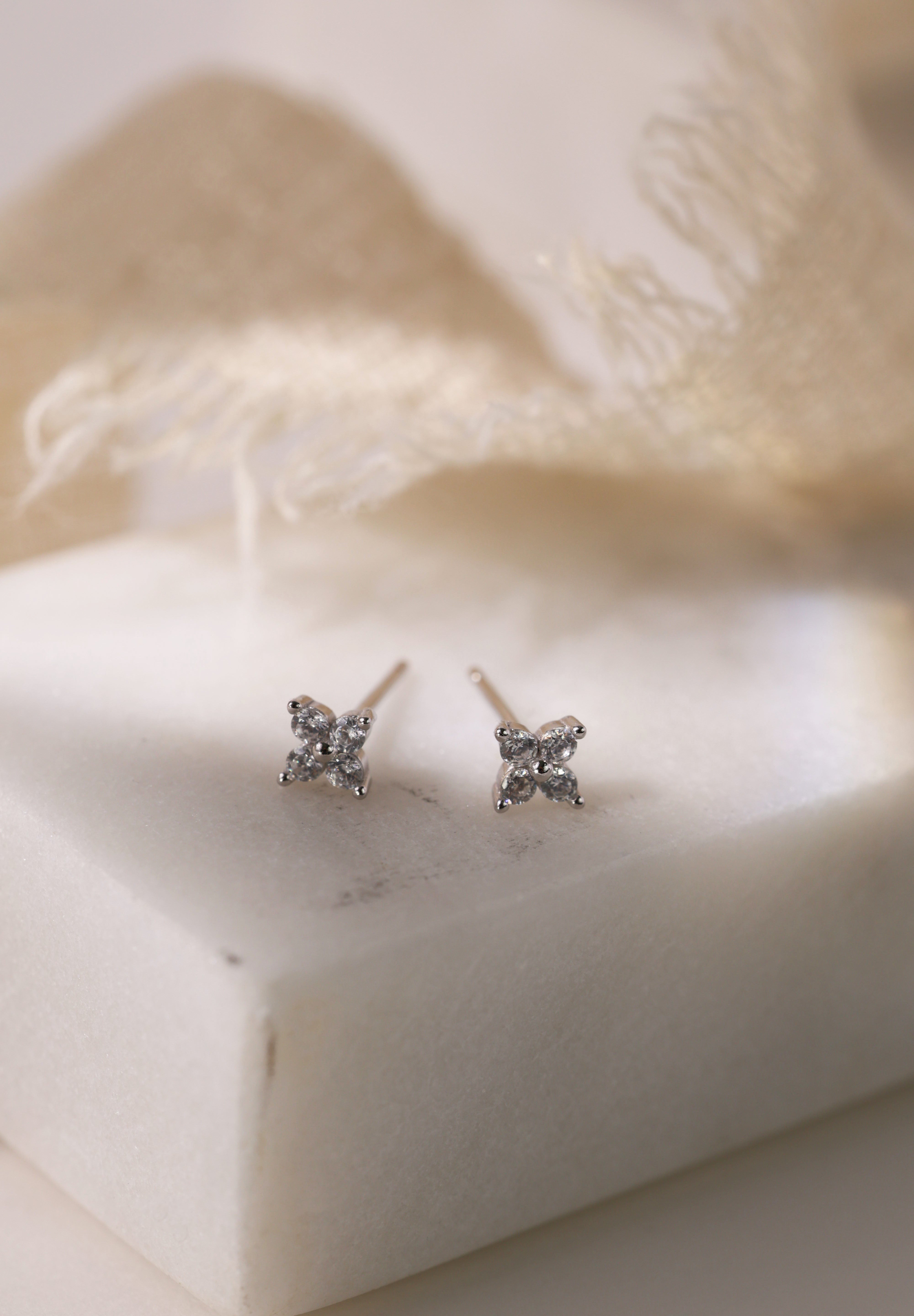 4 Clover Silver Stud Earrings- Sterling Silver