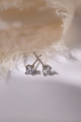 4 Prong Diamond Cubic Stud Earrings 2mm,3mm,4mm SILVER