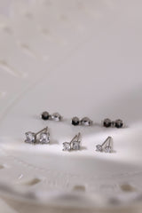 4 Prong Diamond Cubic Stud Earrings 2mm,3mm,4mm SILVER