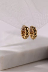 Croissant Gold Hoop Earrings, Twist Hoop 5mm thick, Gold Dome Hoop