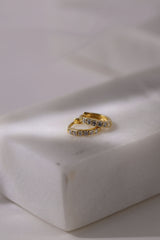 Dainty Gold huggie Hoop Earrings Clear CZ- Sterling Silver