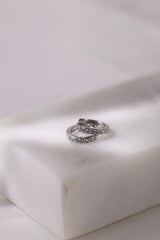 Dainty Silver huggie Hoop Earrings Clear CZ- Sterling Silver