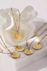 Birth Flower Pendant Gold Necklace - Stainless Steel