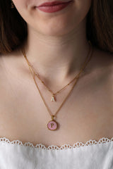 Peony Initial A-Z Letter Custom Necklace - Stainless Steel