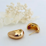 Gold Cresent Stud Earrings