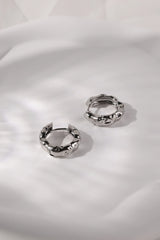 Big Hammered Hoop Earrings Silver