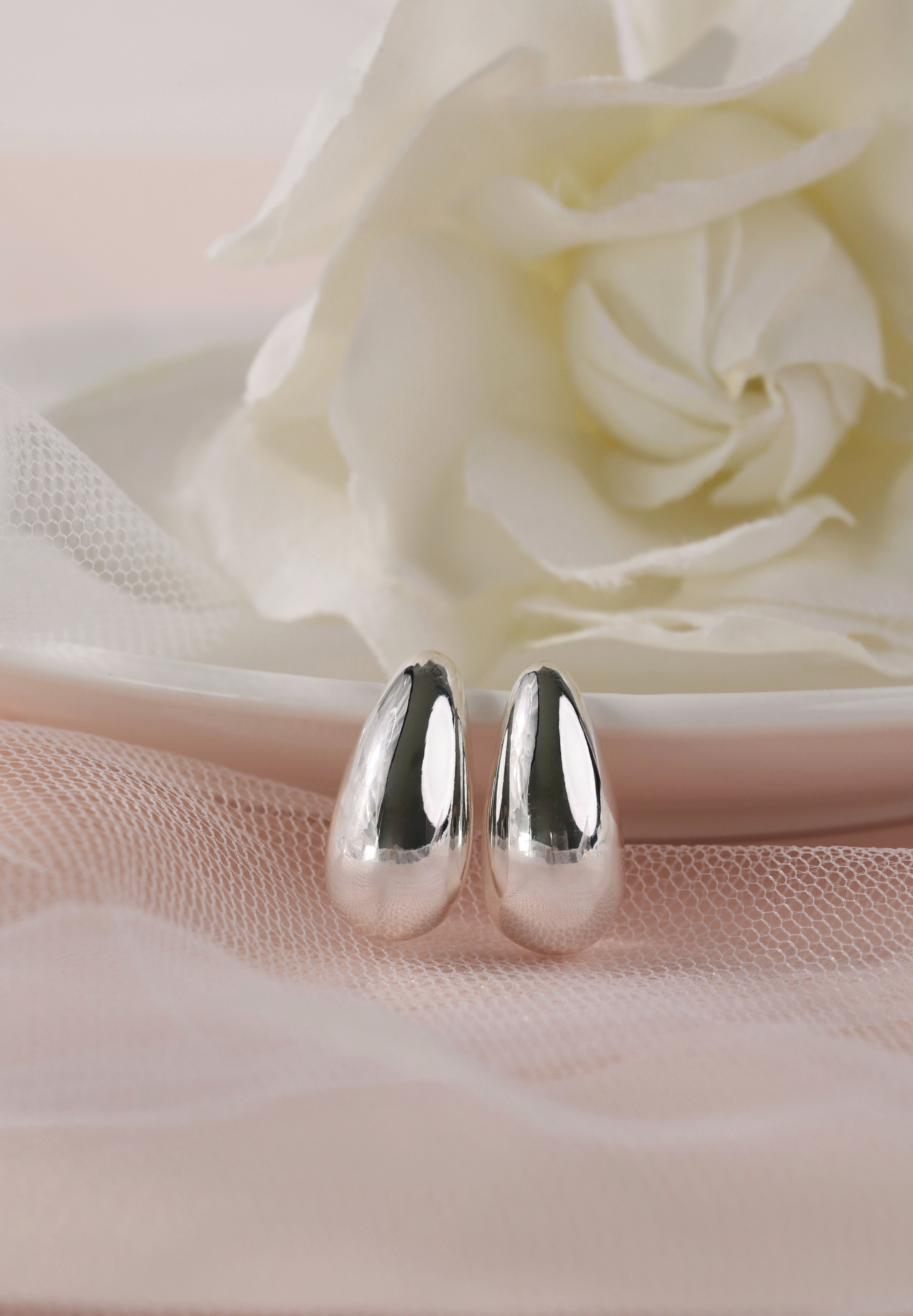 Silver Chunky Waterdrop Earrings
