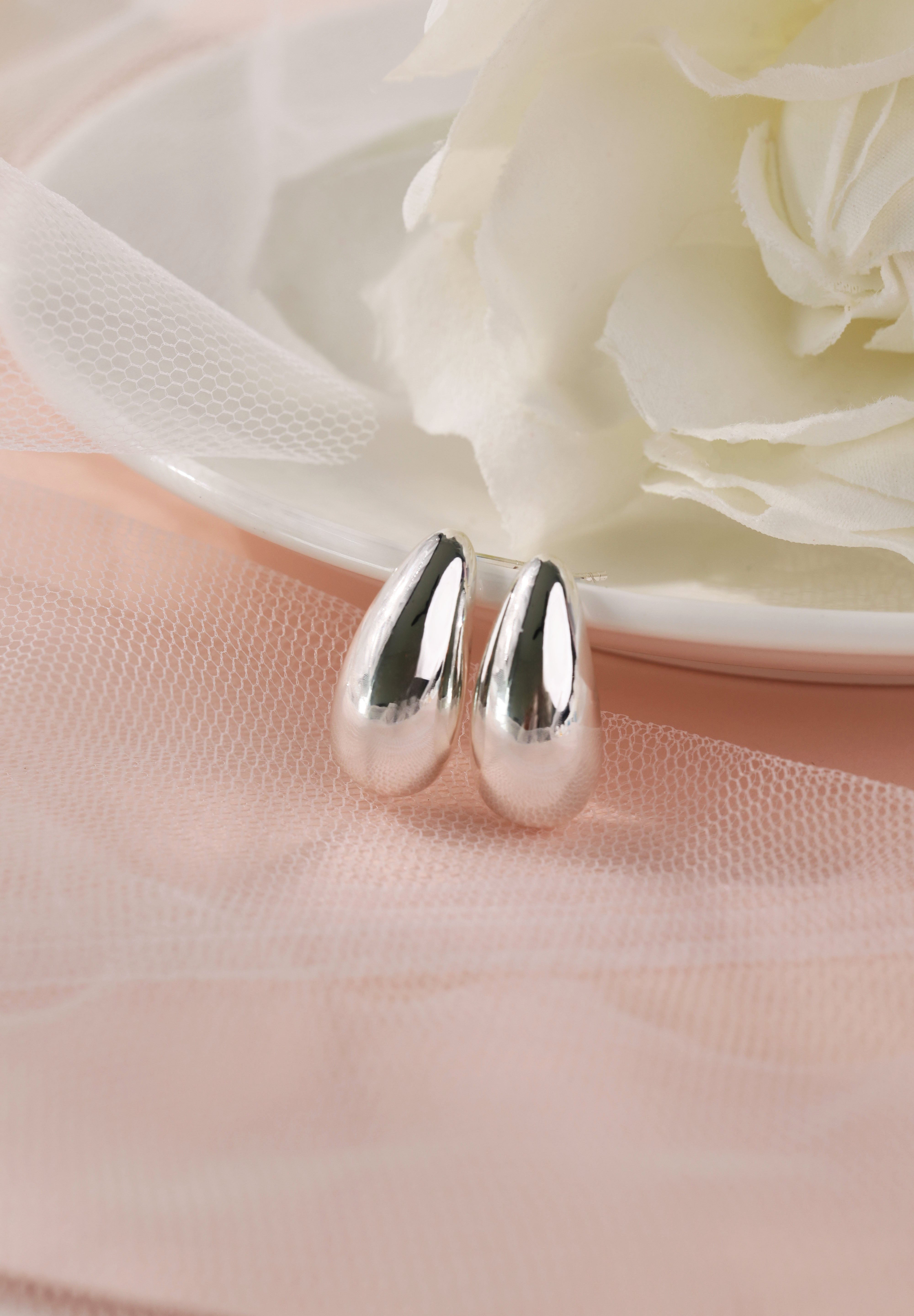 Silver Chunky Waterdrop Earrings