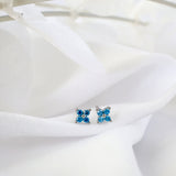 4 Clover Blue Dangle Earrings SILVER C. 4 Clover Stud