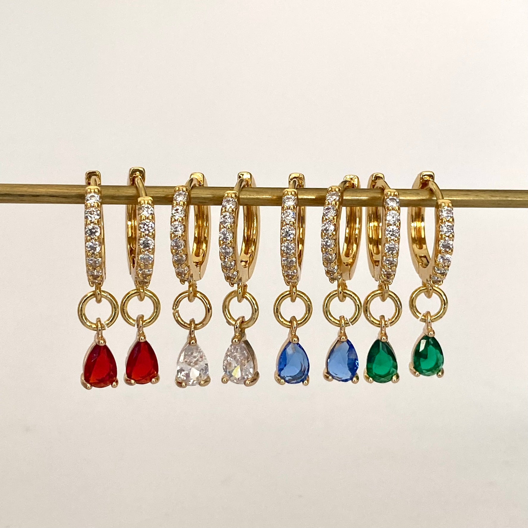Diamond Cubic Teardrop Earrings – Paved Hoop