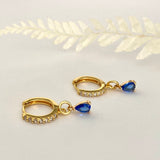 Diamond Cubic Dangly Earrings- Paved Hoop