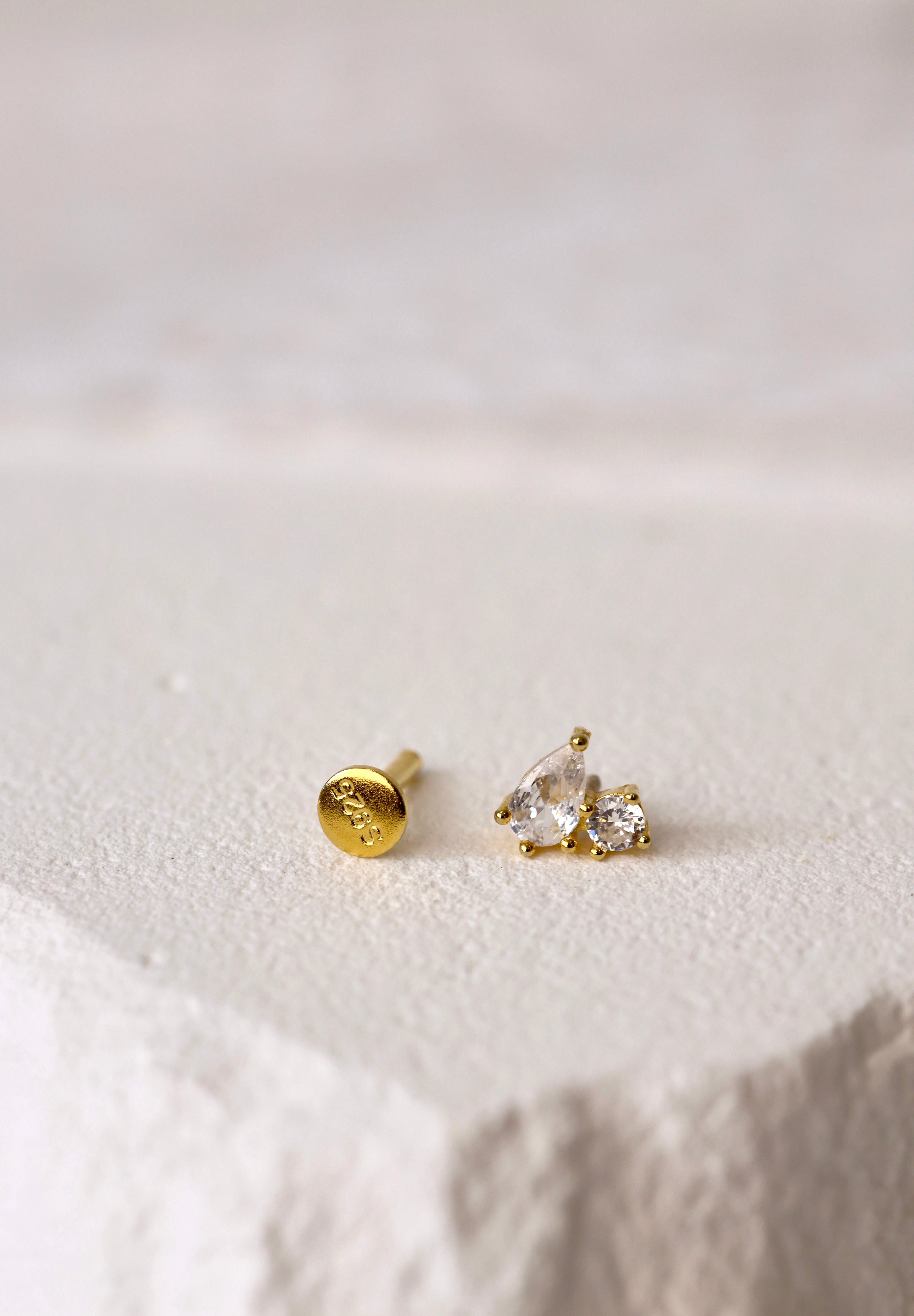 Tariq Screw Flat Back Helix Stud Earring Gold- 1 piece