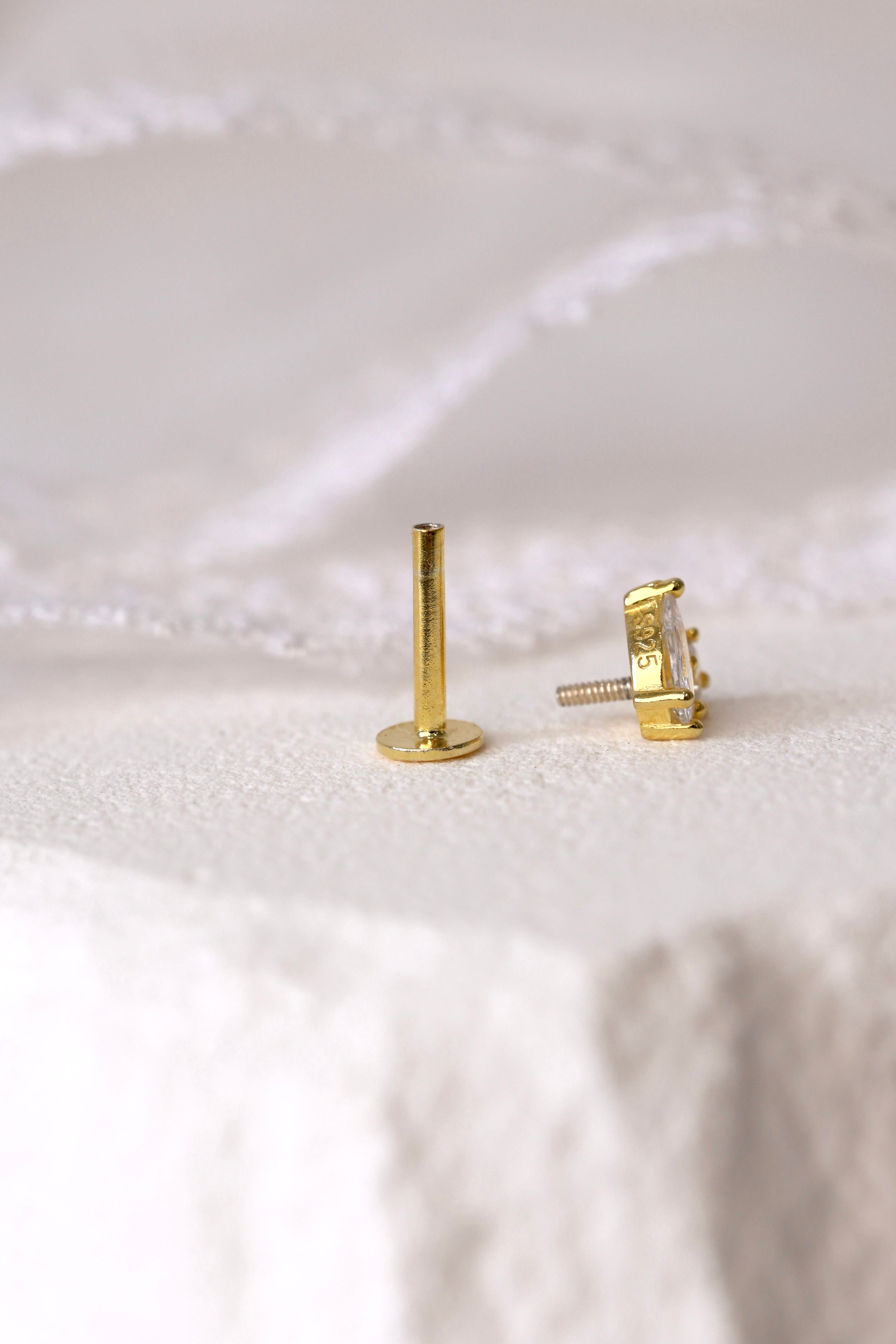 Tariq Screw Flat Back Helix Stud Earring Gold- 1 piece