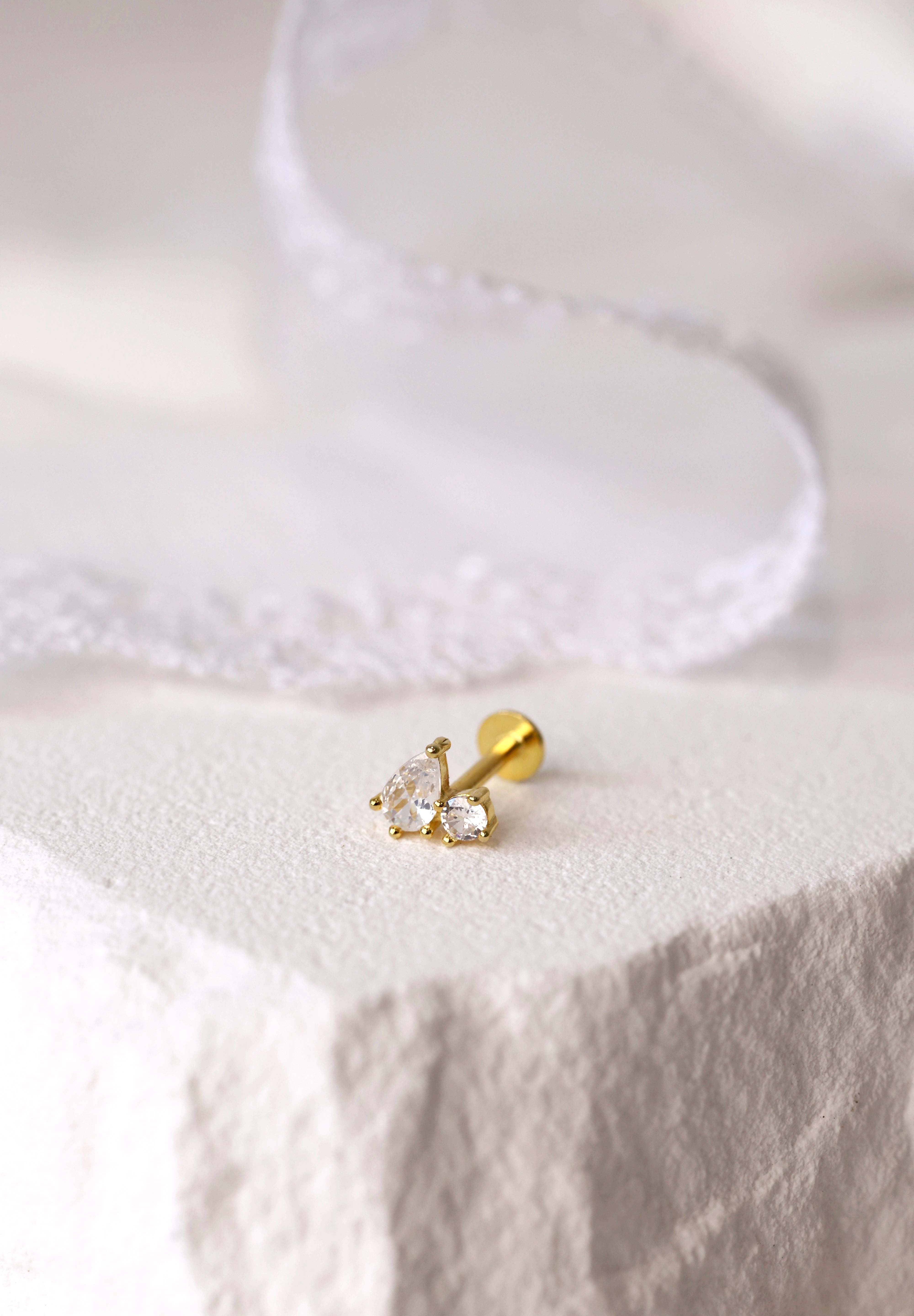 Tariq Screw Flat Back Helix Stud Earring Gold- 1 piece