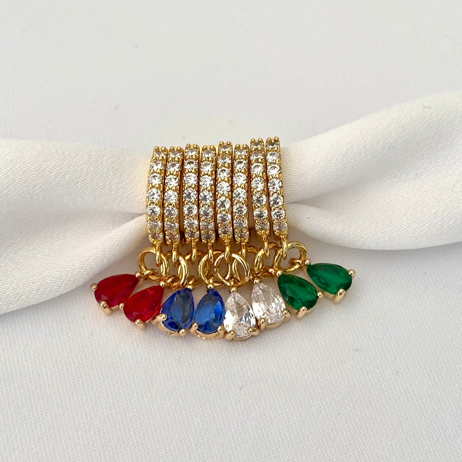 Diamond Cubic Teardrop Earrings – Paved Hoop