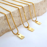 Freya Engraved A-Z Letter Pendant Necklace - Stainless Steel