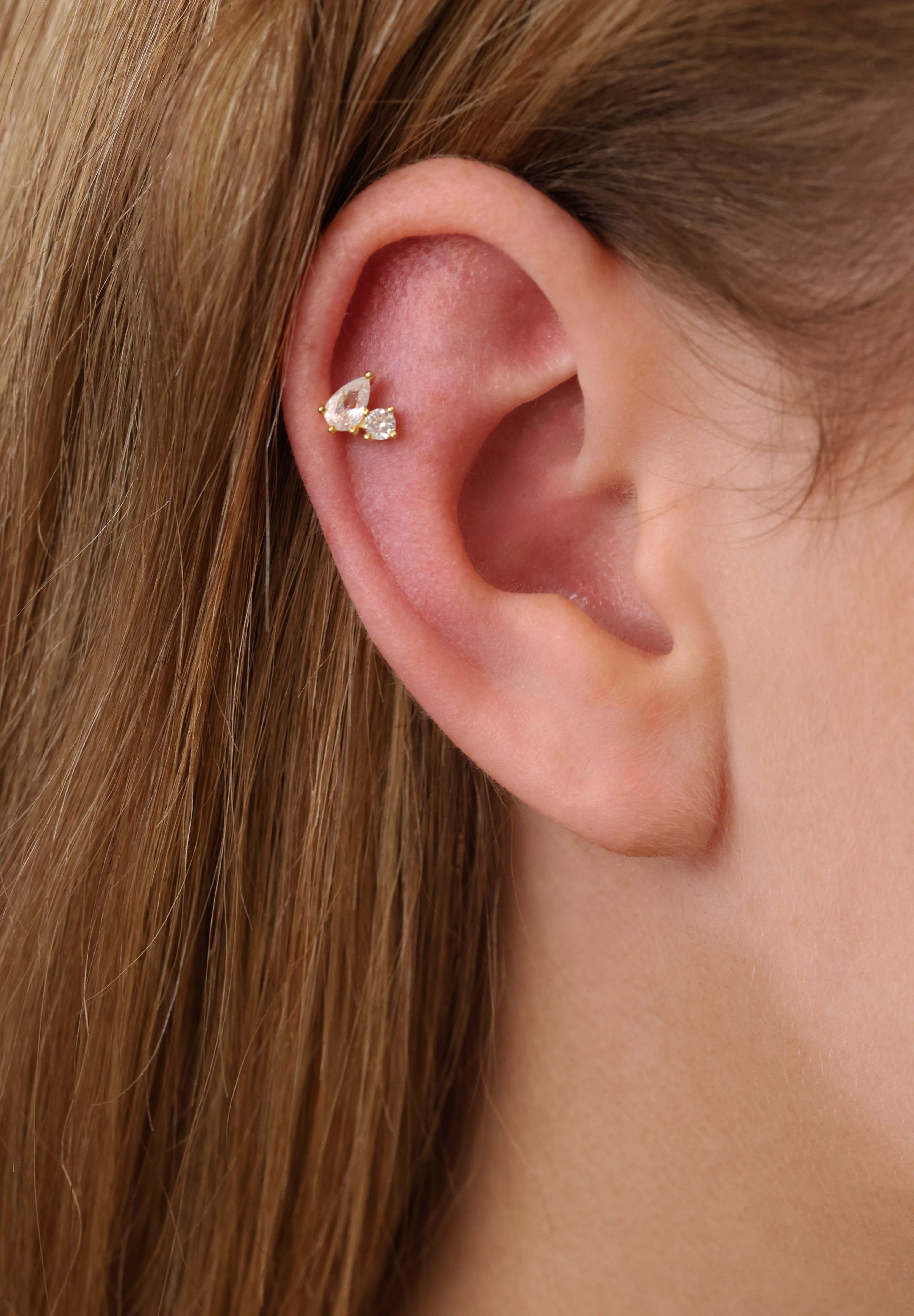 Tariq Screw Flat Back Helix Stud Earring Gold- 1 piece