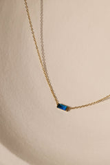 Charlee Baguette Birthstone Gold Necklace – Waterproof Stainless Steel