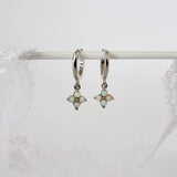 4 Clover Opal Dangle Earrings SILVER A. 4 Clover Dangle