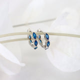 Blue Marquise Hoop Earrings SILVER B. Huggie Hoop