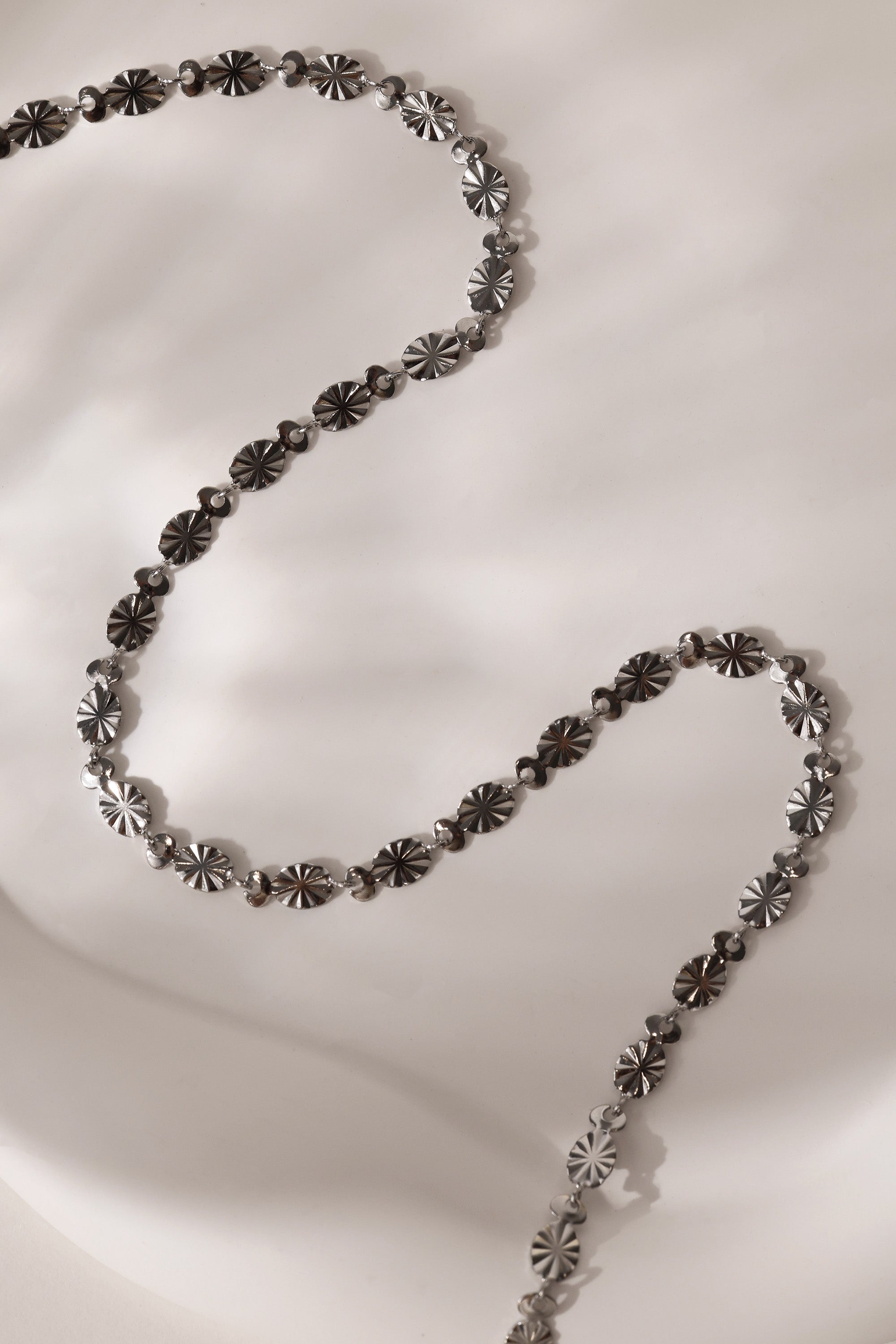 Sun Etched Necklace - Stainless Steel Silver