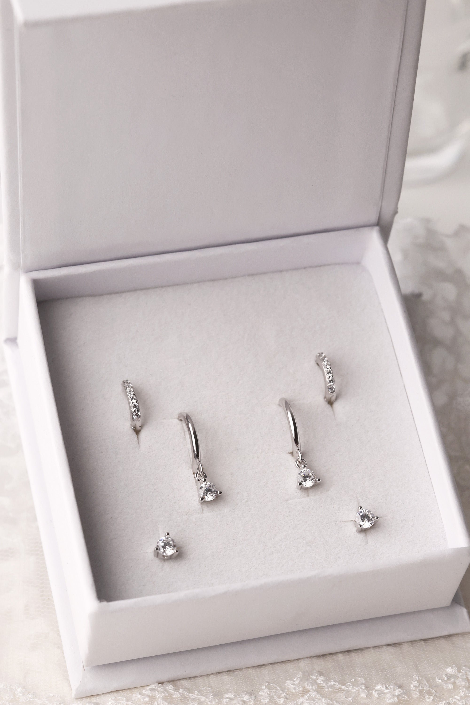 Julie Silver Dangle Earring Stack 3 Pair Set