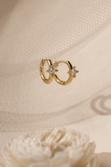 Diamond Princess Gold Huggie Hoop Earrings – 18K gold-plated brass, princess-cut cubic zirconia, 13mm hoop, hypoallergenic, nickel-free, dainty gold earrings for women”