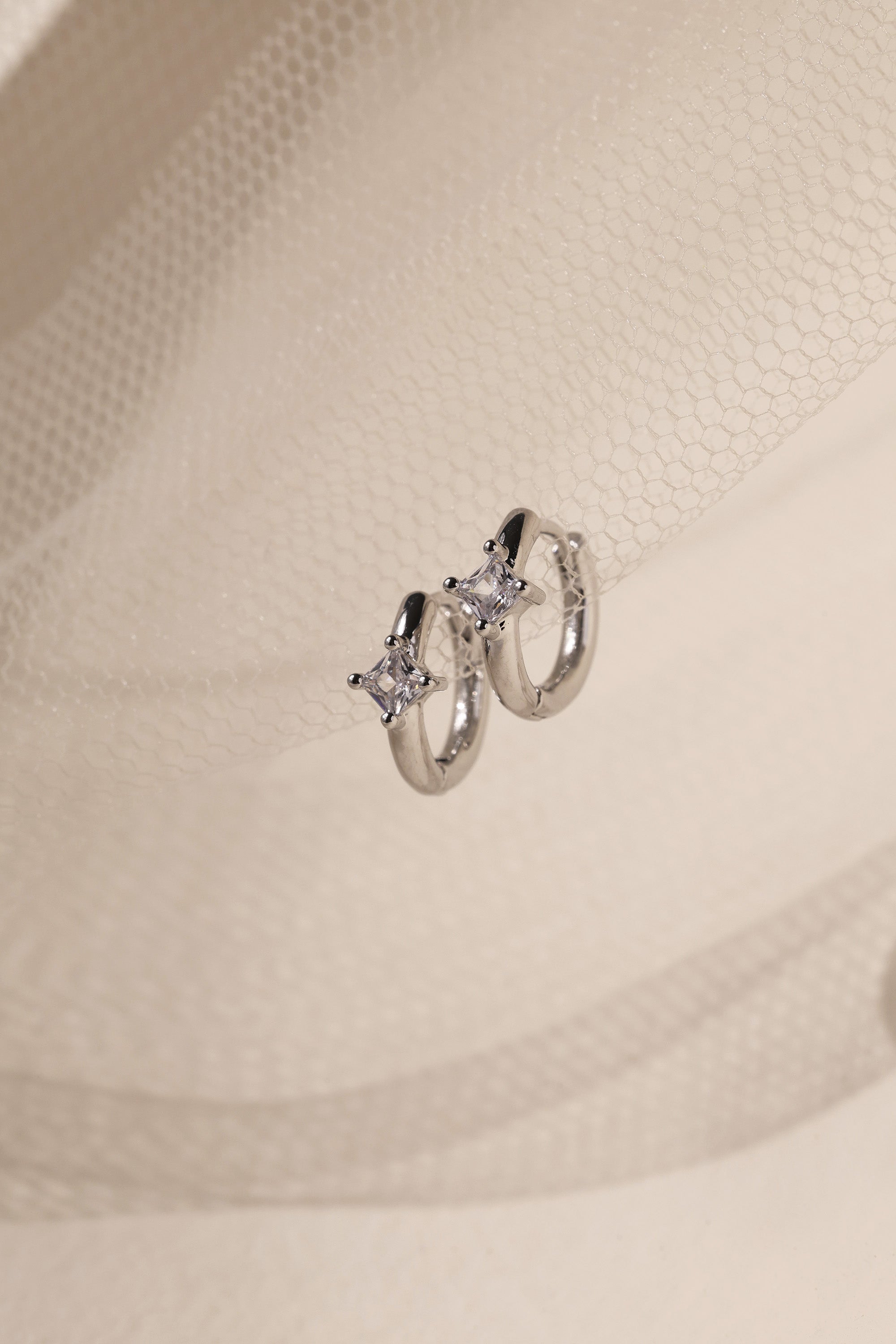 Diamond Princess Gold Huggie Hoop Earrings – 18K gold-plated brass, princess-cut cubic zirconia, 13mm hoop, hypoallergenic, nickel-free, dainty gold earrings for women”