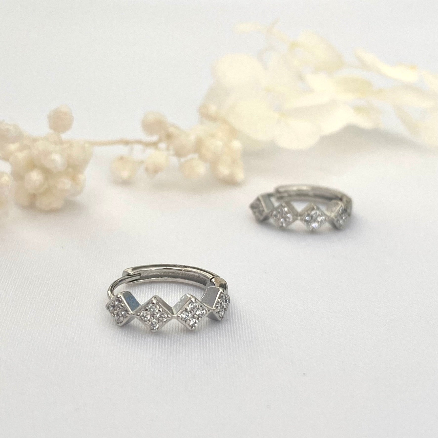 Sterling Silver Hoop Earrings, Sparkle Silver Hoops, 15mm Silver Hoops